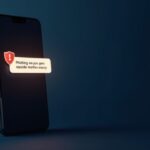 Smartphone showing a suspicious phishing text message with security warning