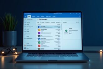 Outlook inbox showing sync error with spinning status bar indicator