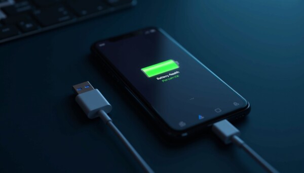 iPhone showing low battery warning and battery health settings